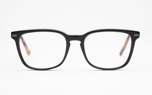 The Scholar 2 | Square Acetate Frame - Designer Prescription Glasses – Black - Low Nose Bridge