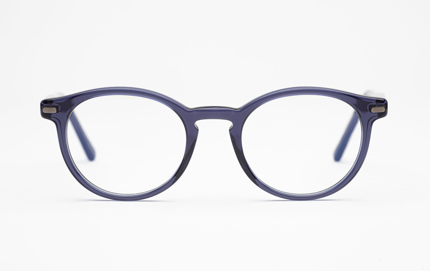 The Traveler 2 | Round Acetate Frame Eyeglasses – Blue Designer Prescription Glasses – Low Nose Bridge
