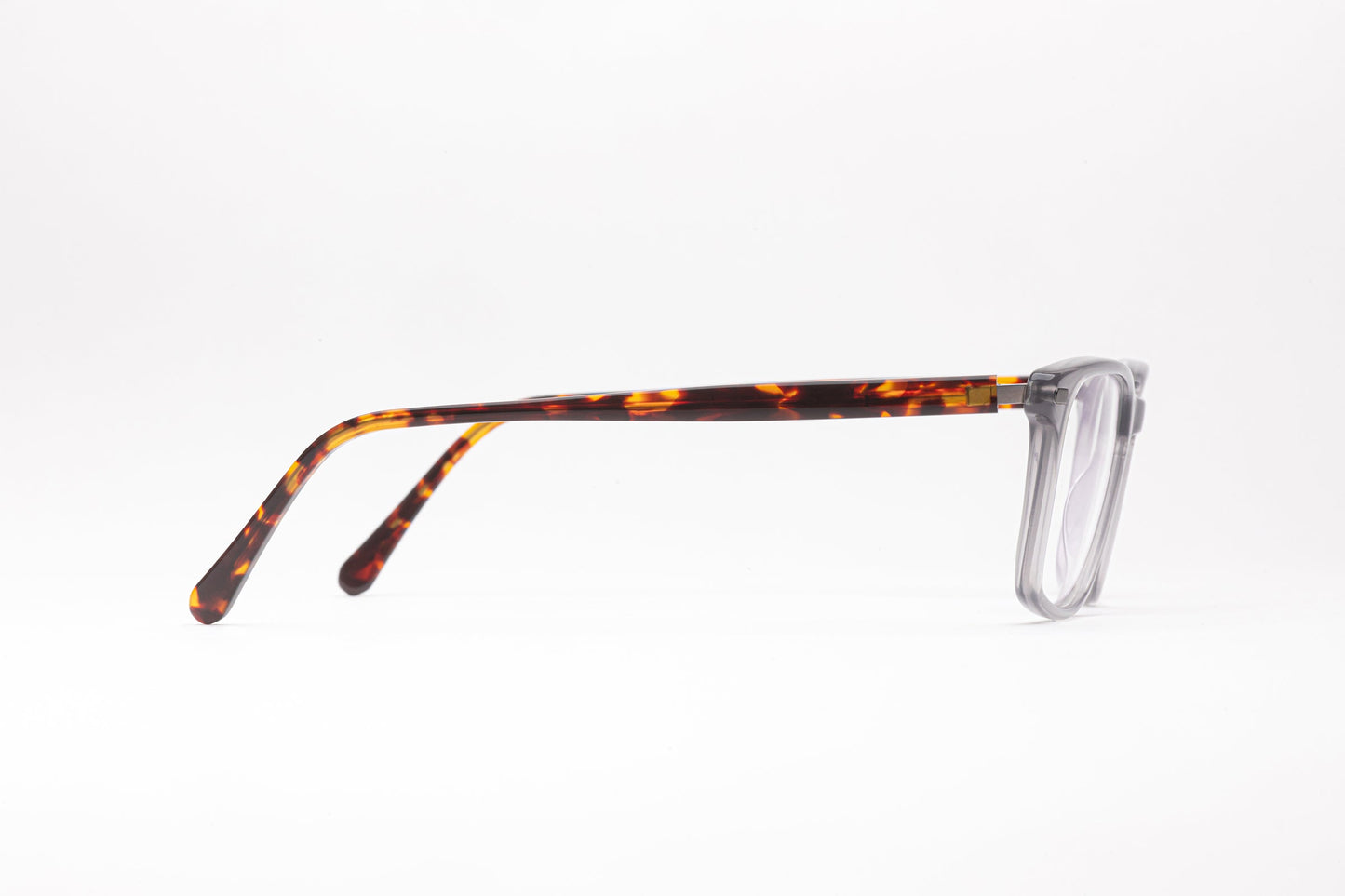 Side View - The Champion 3 | Dark Grey Designer Prescription Glasses with Oversized Rectangular Frames + Tortoiseshell stems
