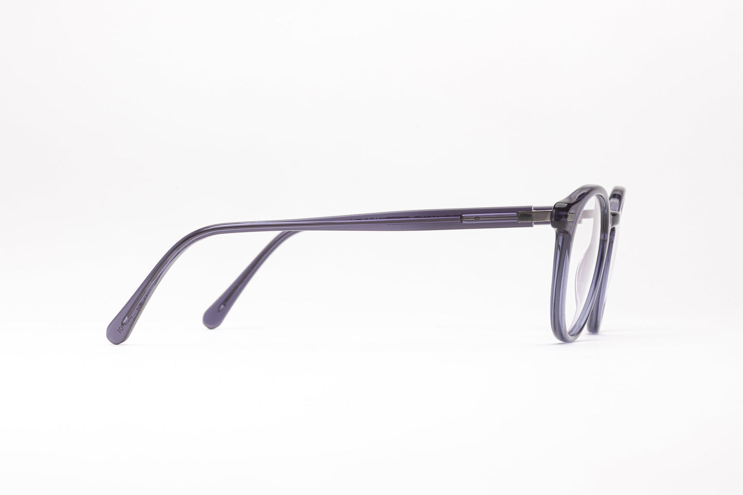 Side View - The Traveler 2 | Round Blue Frames - Designer Rx Glasses – Low Nose Bridge