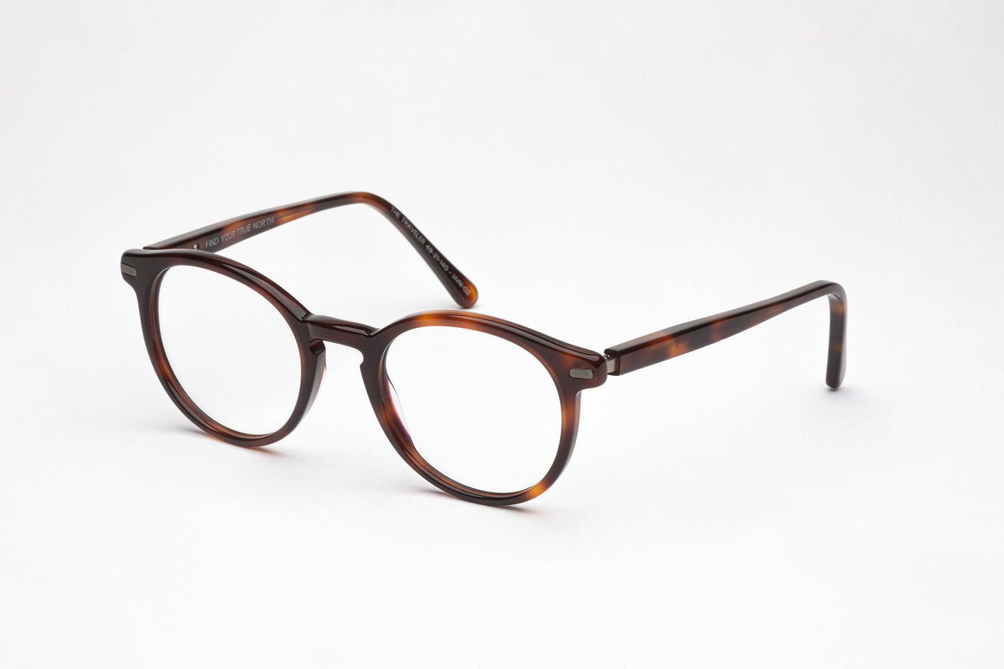 Angled View - The Traveler 3 | Tortoiseshell Acetate Frame – Low Nose Bridge Glasses
