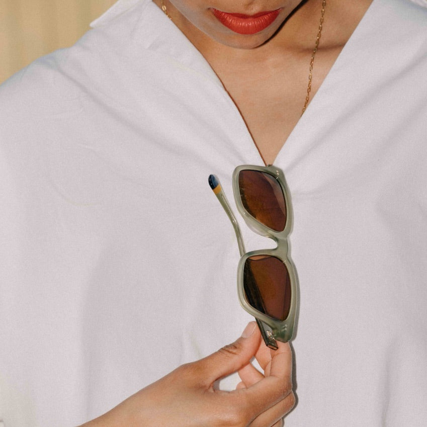 Square frame prescription sunglasses