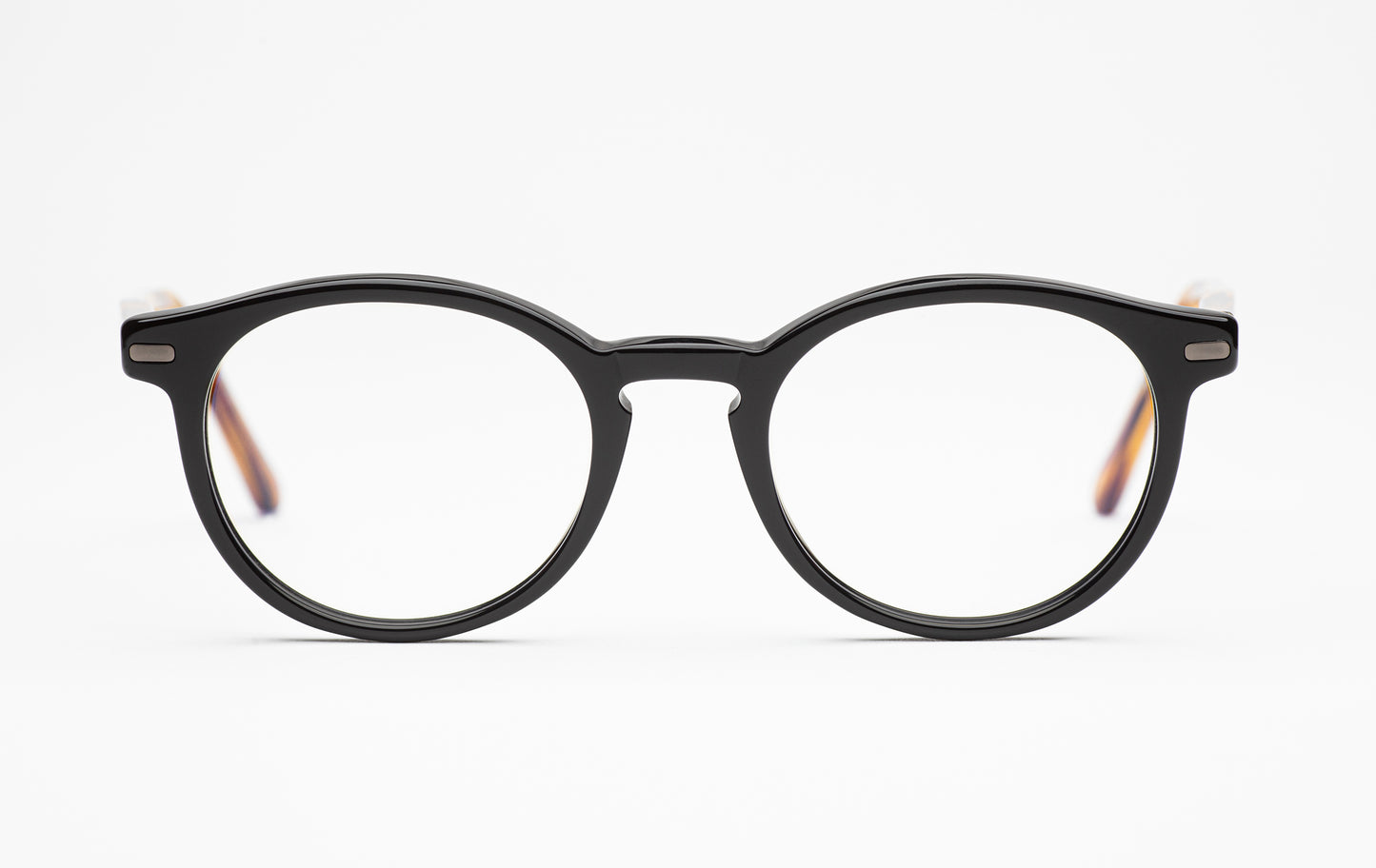 The Traveler | Round Acetate Frame Eyeglasses – Black Designer Prescription Glasses – Low Nose Bridge