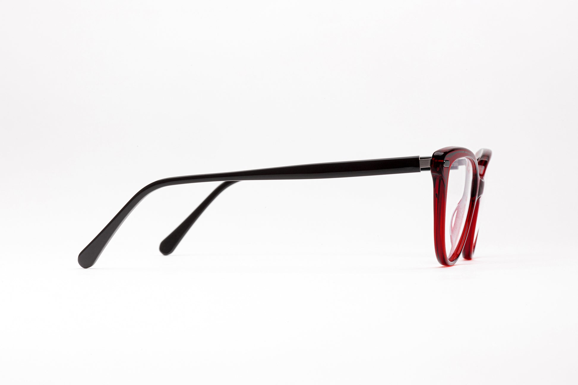 Side View - The Visionary | Red cat eye Frames - Designer Rx Glasses  –