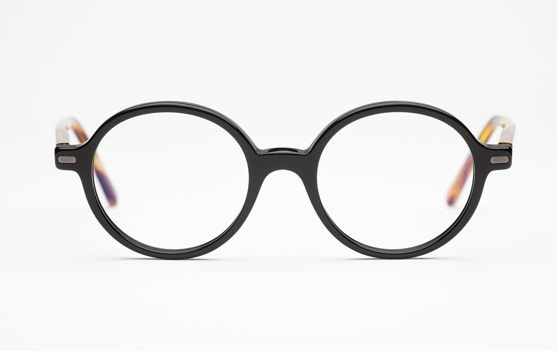 The Healer 3 | Black Designer Prescription Glasses with Tortoiseshell Temples – Round Acetate Frames