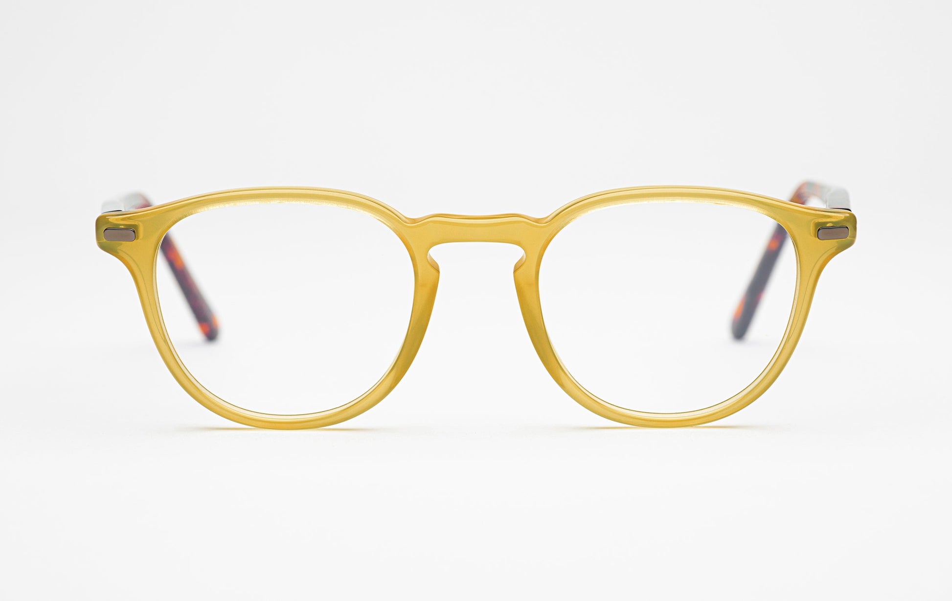 The Sage 2 | Acetate Round Frame Glasses - Designer Prescription – Yellow with Tortoiseshell Temples