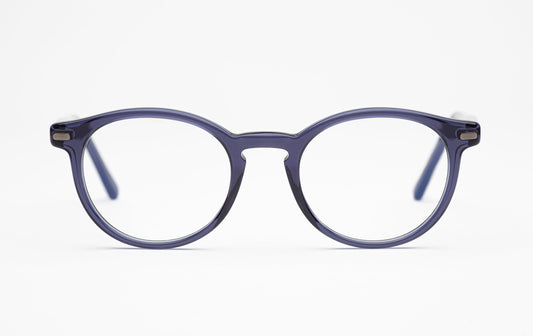 The Traveler 2 | Round Acetate Frame Eyeglasses – Blue Designer Prescription Glasses – Low Nose Bridge 