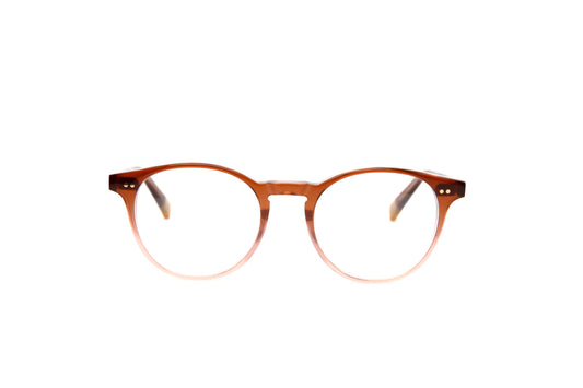 Horizon Designer Round Glasses Cocoa with Yellow Tips Front View