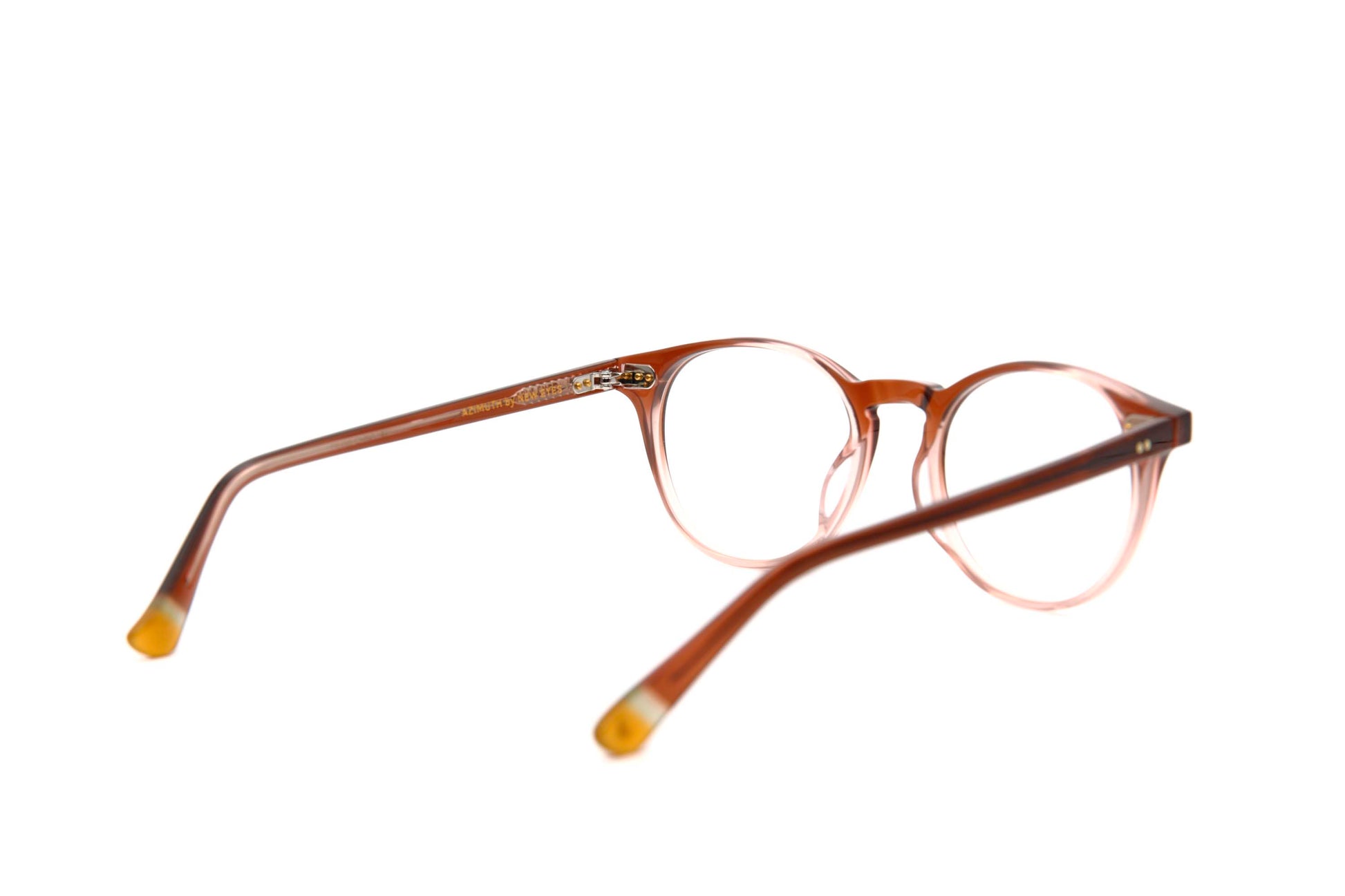 Horizon Designer Round Glasses Cocoa with Yellow Tips Side View