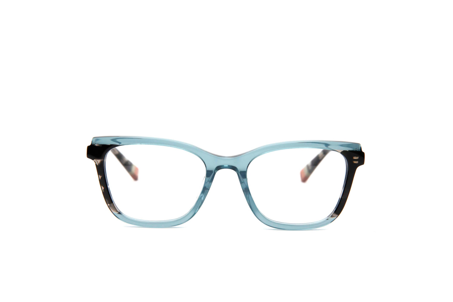 Meridian Designer Cat-Eye + Square Glasses Tortoise & Teal