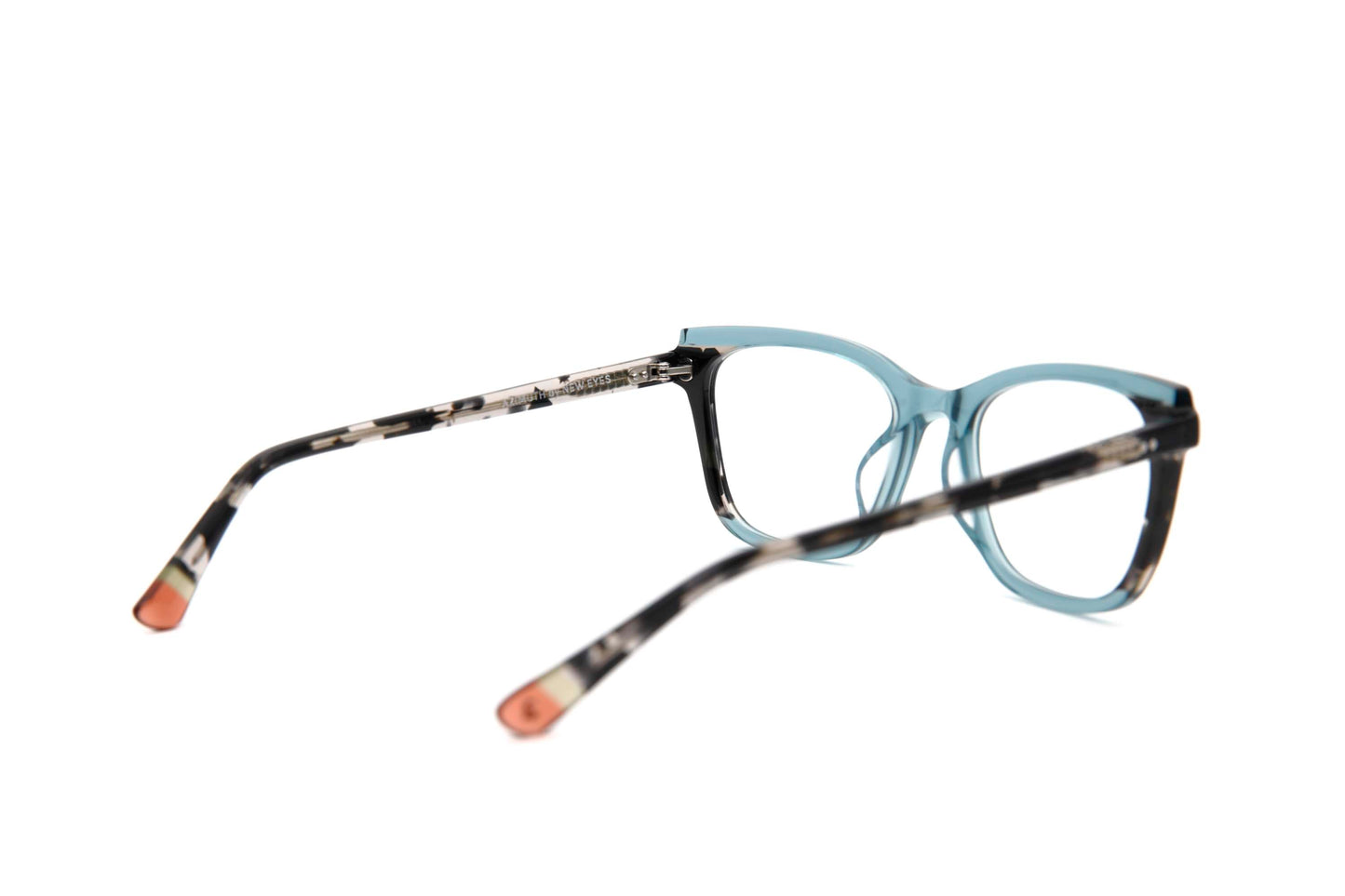 Meridian Designer Cat-Eye + Square Glasses Tortoise & Teal