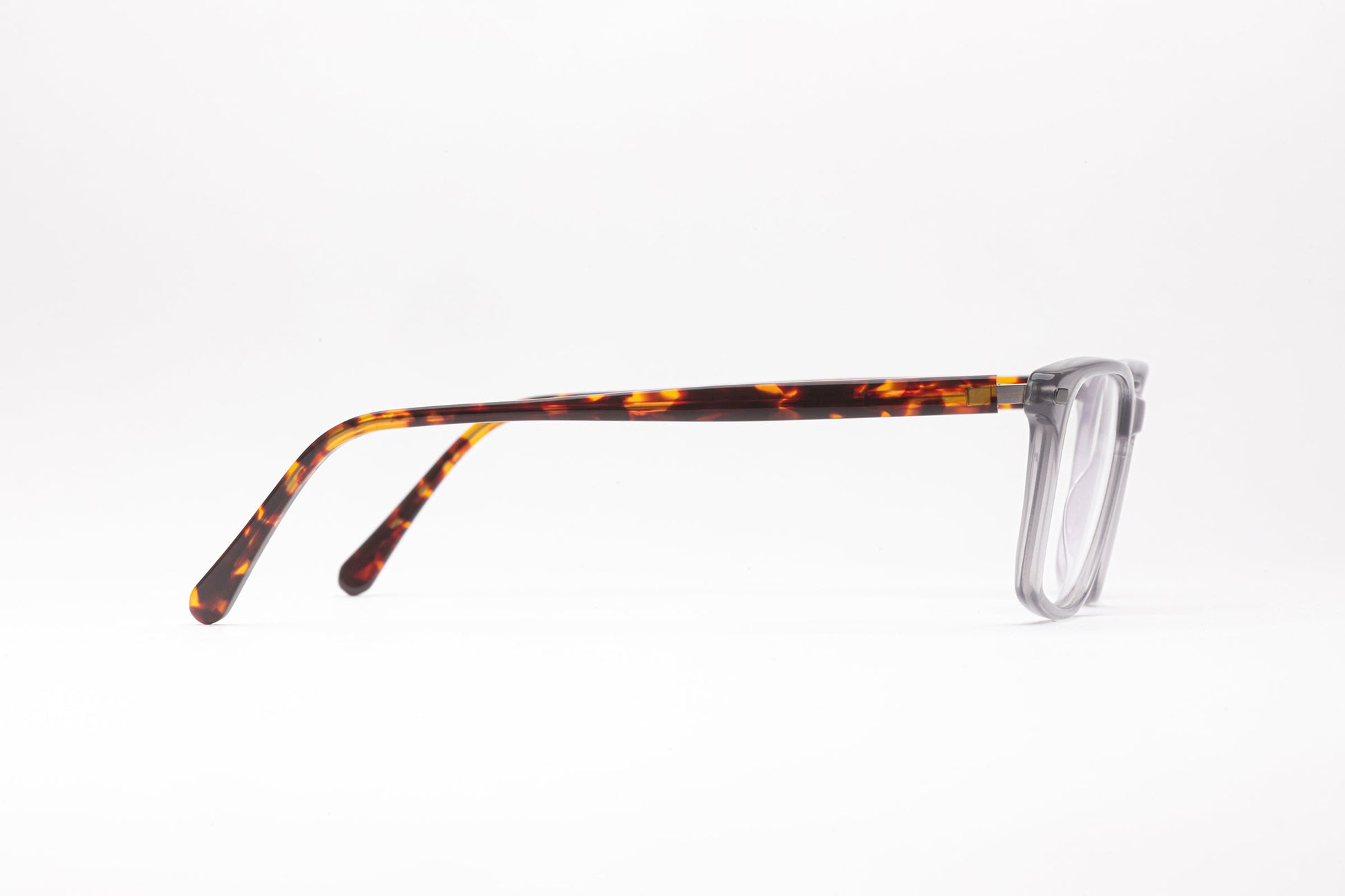 Side View - The Champion 3 | Dark Grey Designer Prescription Glasses with Oversized Rectangular Frames + Tortoiseshell stems 