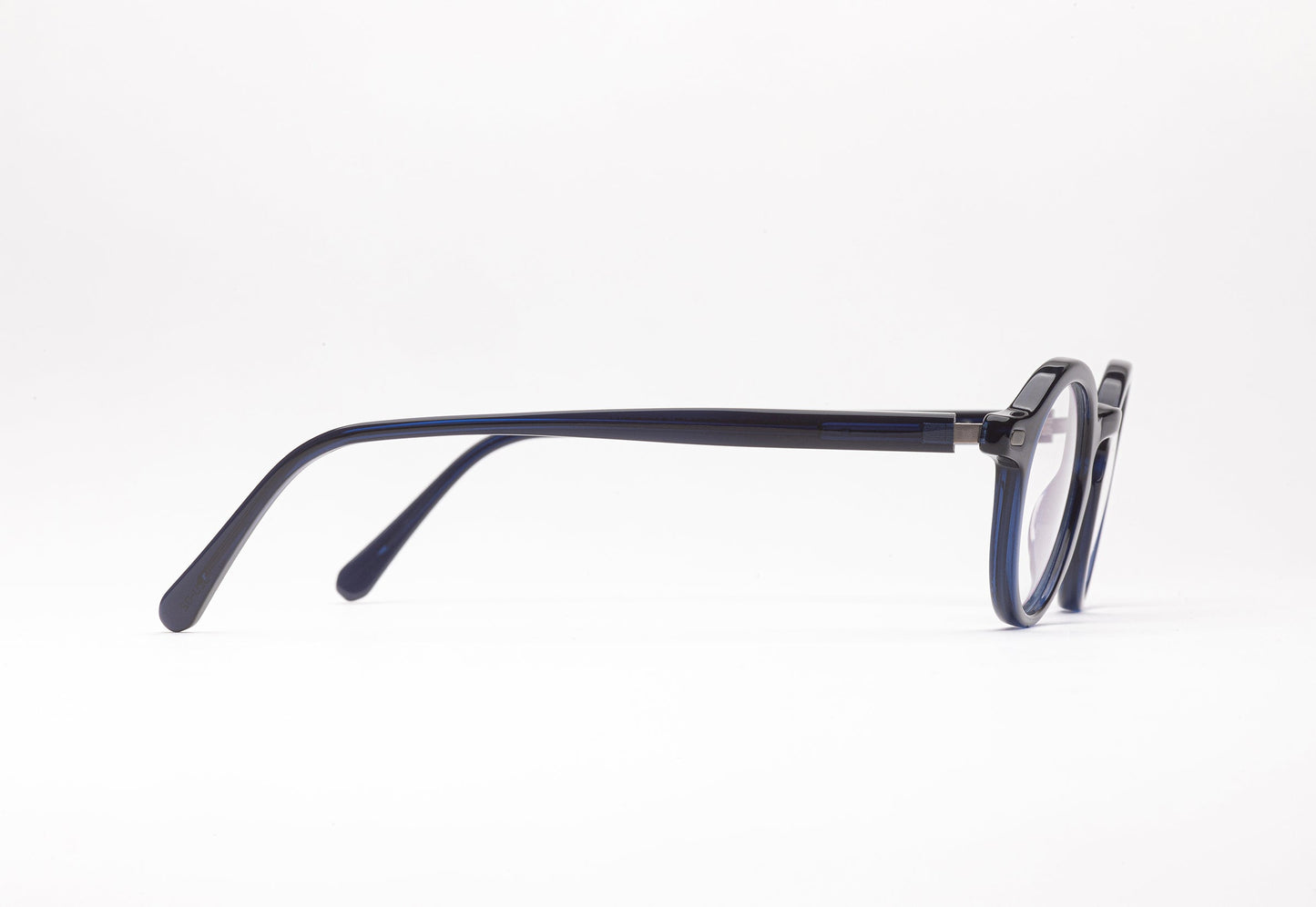 Side View - The Explorer 2 | Blue Frame Designer Prescription Glasses with Low Nose Bridge 