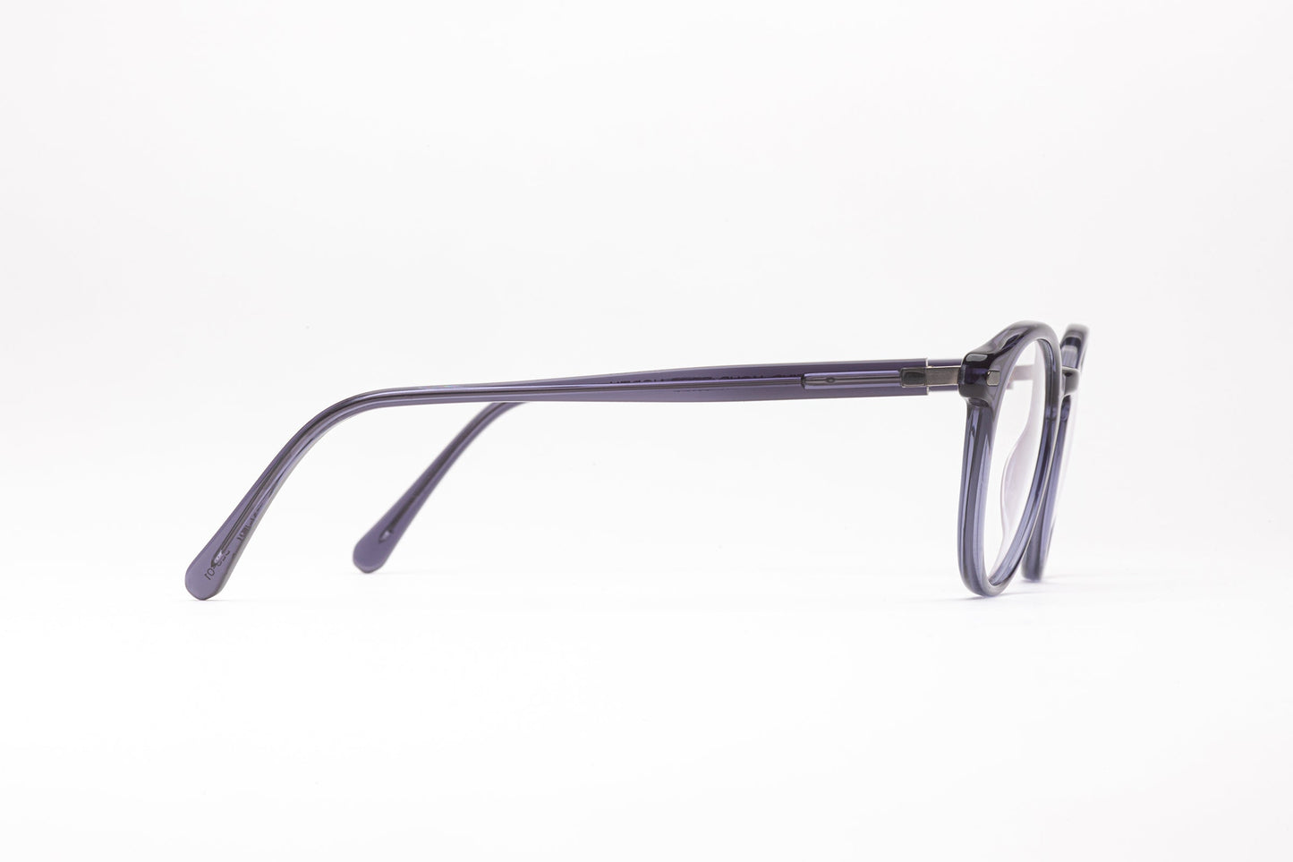 Side View - The Traveler 2 | Round Blue Frames - Designer Rx Glasses  – Low Nose Bridge