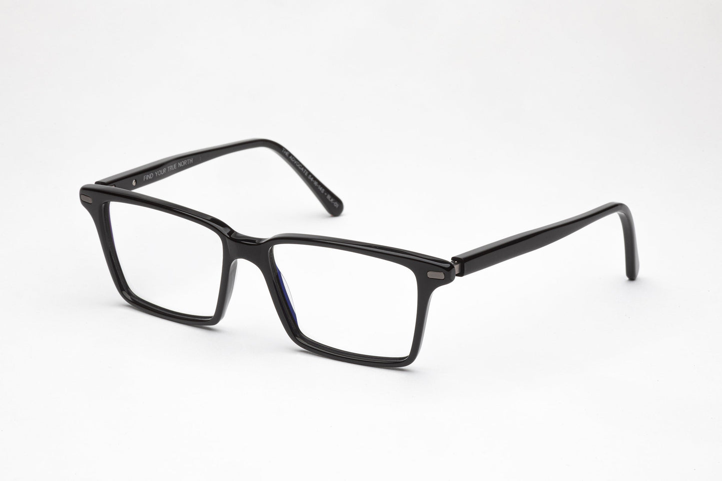 Angled View - The Advocate 2 | Mens Designer Prescription Glasses with Black Rectangular Oversized Acetate Frames