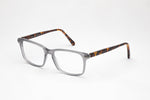 Angled View - The Champion 3 | Dark Grey Designer Prescription Glasses with Oversized Rectangular Frames + Tortoiseshell Stems 