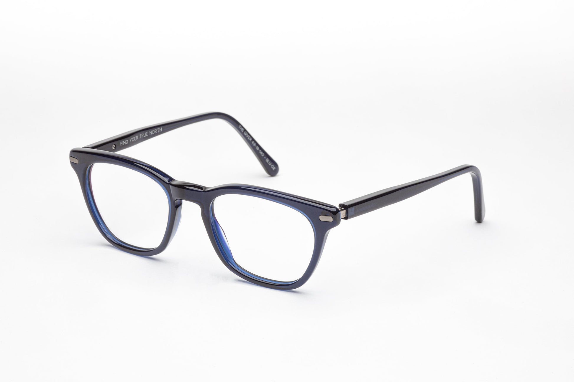 Angled View - The Giver 2 | Blue Designer Prescription Unisex Glasses – Square Frames 