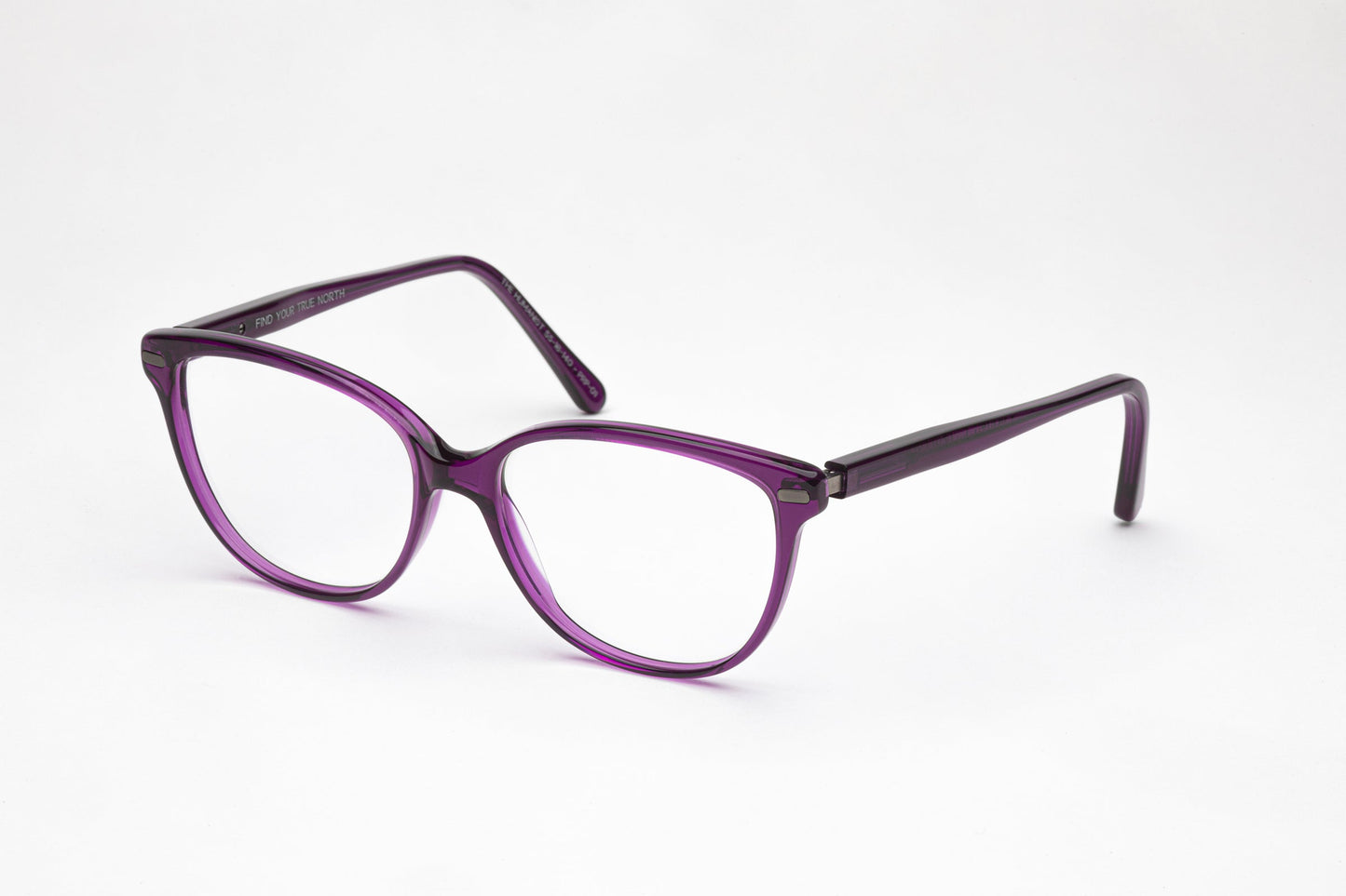 Angled View - The Humanist 2 | Oval Cat Eye Designer Prescription Eyeglasses – Purple Acetate