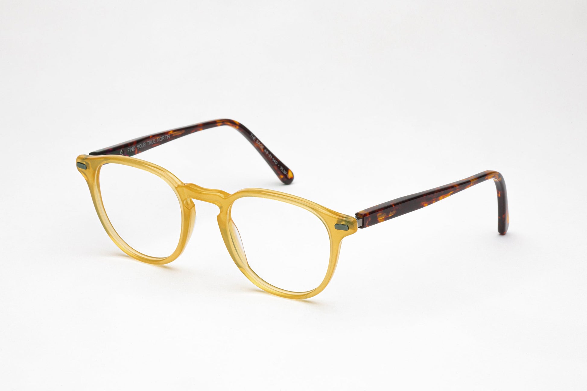 Angled View - The Sage 2 | Round Frame - Designer Prescription Yellow Glasses – Premium Acetate