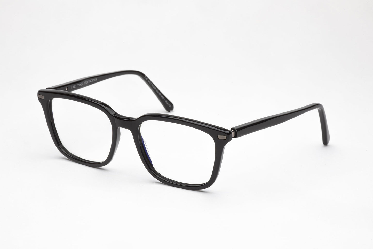 Angled View - The Voyager 3 | Premium Square Acetate Frames – Designer Prescription Glasses  -  black