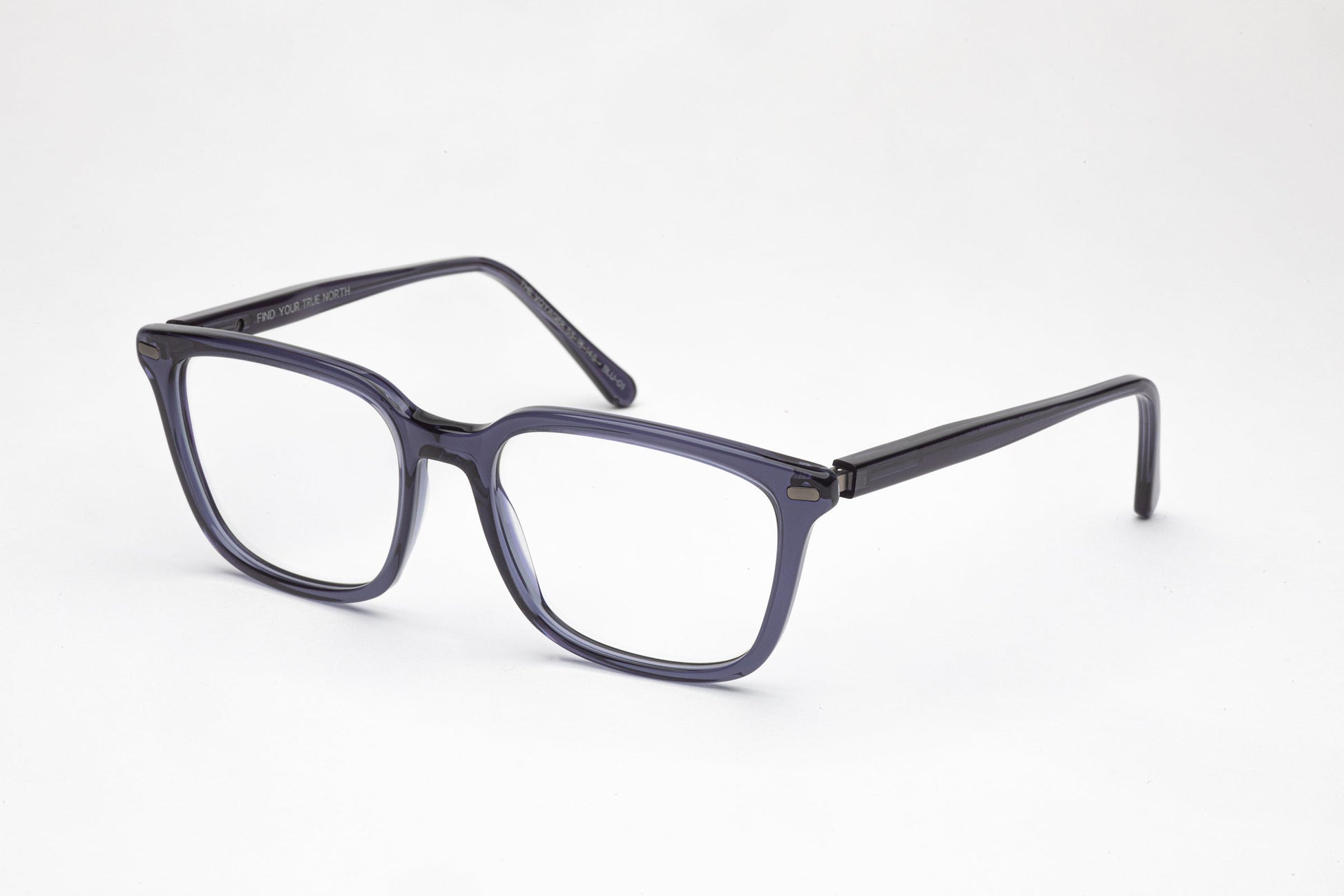 Angled View - The Voyager | Premium Square Acetate Frames – Designer Prescription Glasses  -  Blue