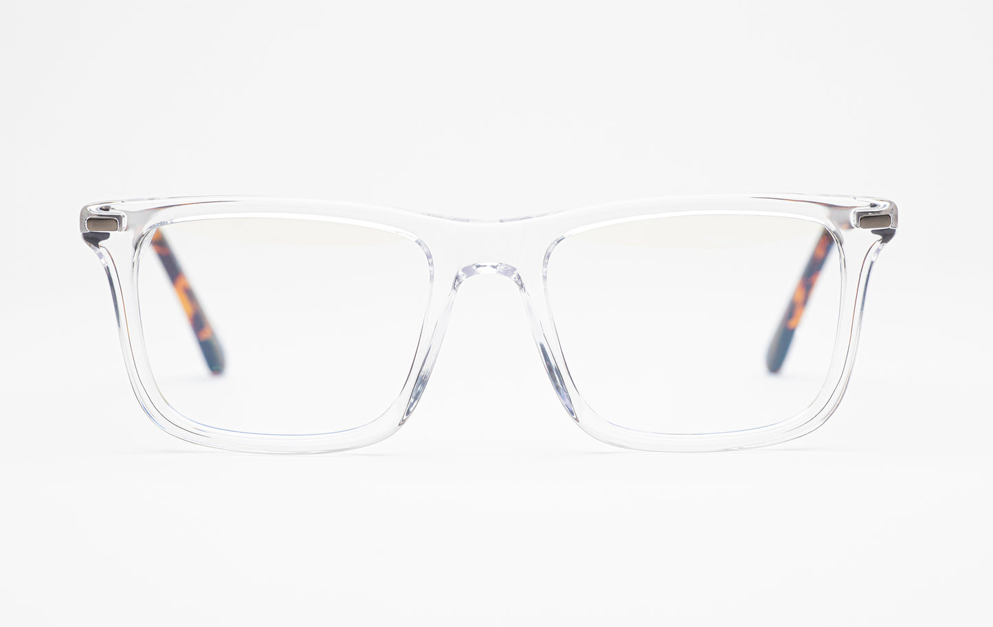 The Director | Clear Frame Glasses - Designer Prescription Glasses with Oversized Rectangular Frames – Tortoiseshell Stems