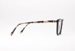 Side view of The Humanist black acetate glasses frames with tortoiseshell stems