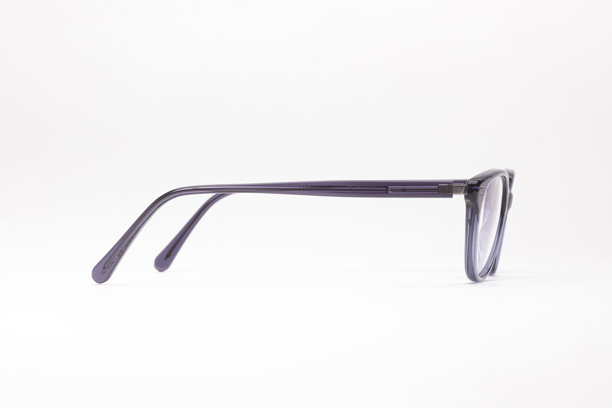 Side view of blue cateye glasses