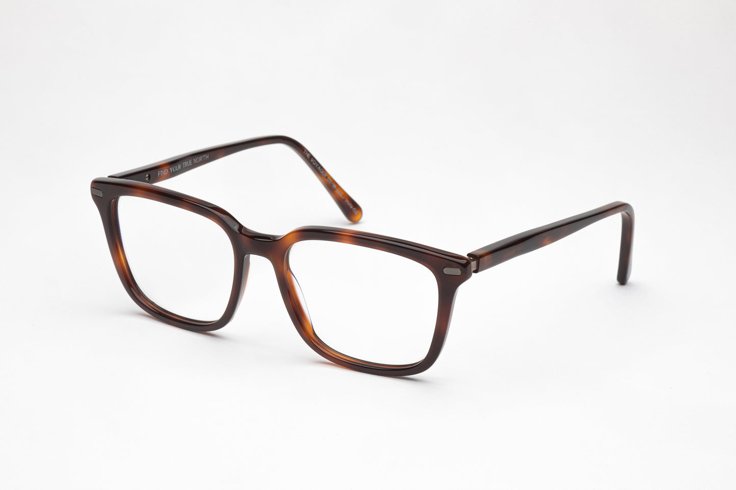 Angled View - The Voyager | Premium Square Acetate Frames – Designer Prescription Glasses  -  Tortoiseshell
